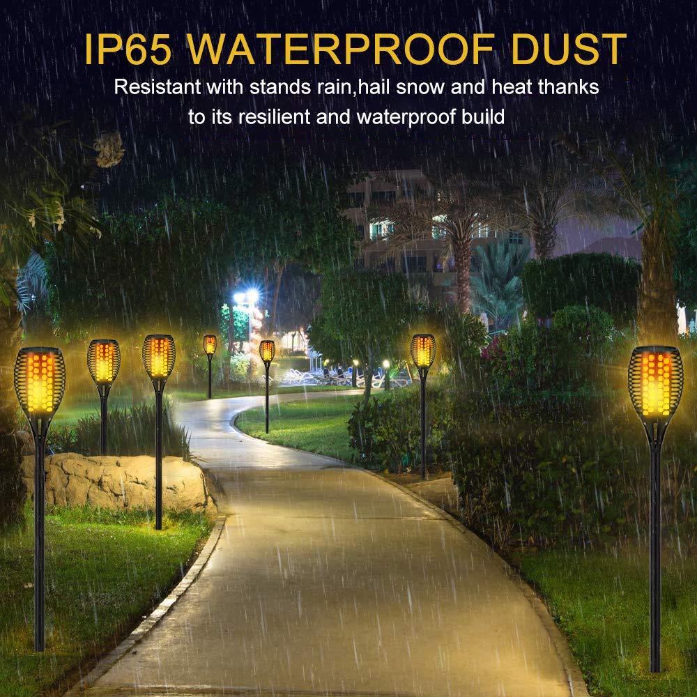 4-Pack Solar Flickering Flames Torch Lights Outdoor Dusk to Dawn Auto On/Off 29 Inch