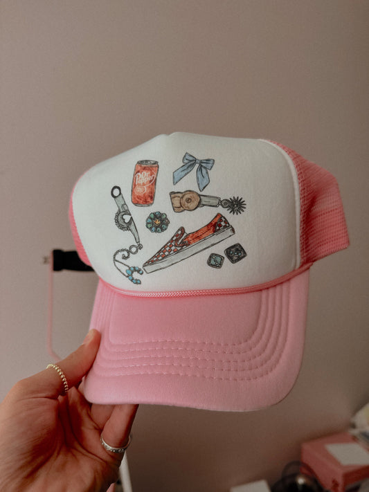 WESTERN COWGIRLY COLLAGE TRUCKER HAT