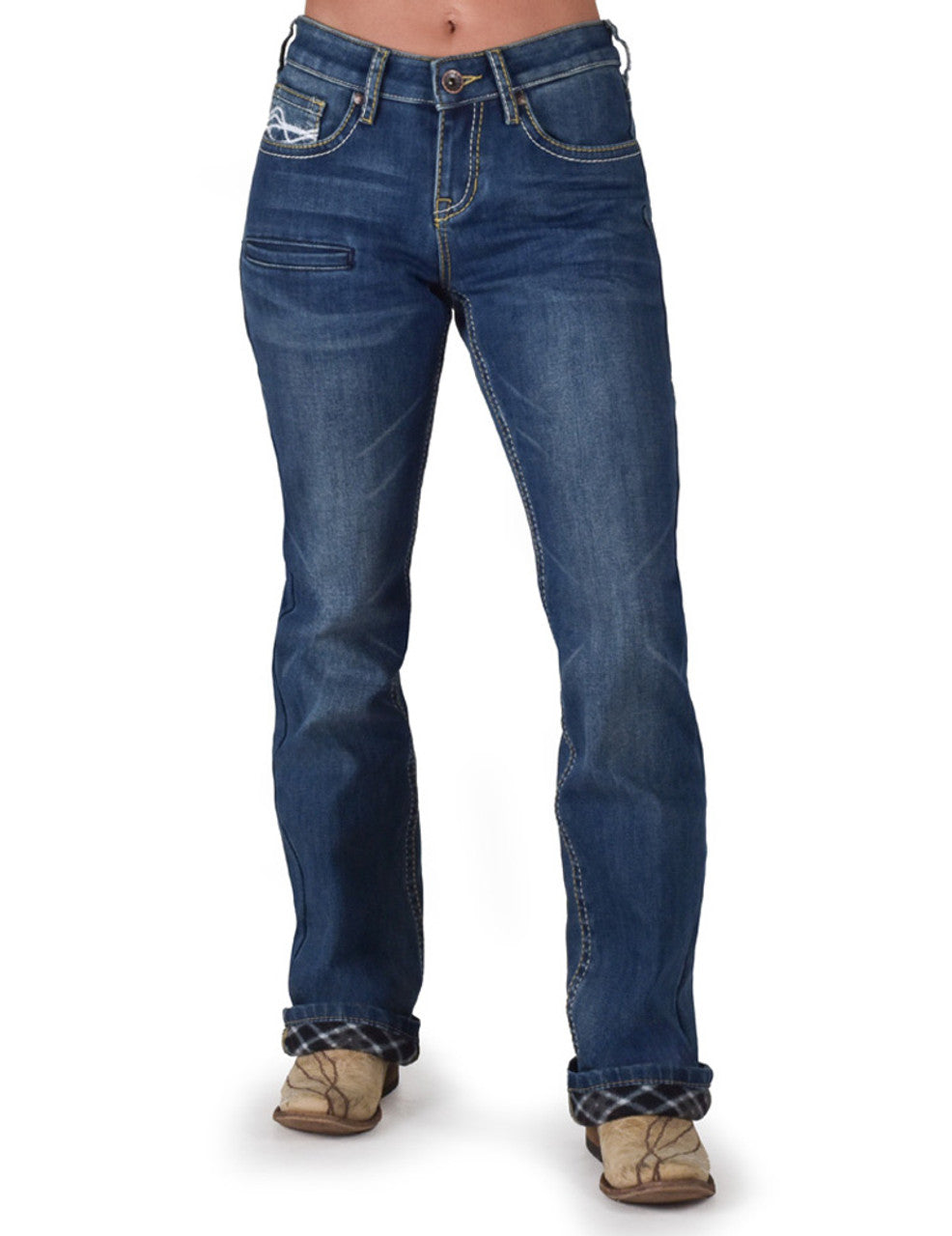 DFMI Medium Flannel Cowgirl Tuff Jeans