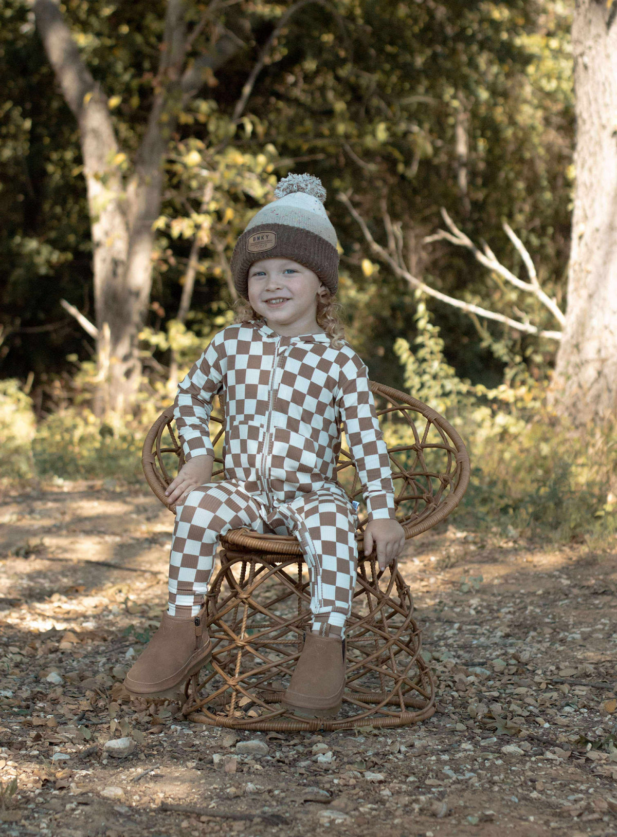 Checkered Hooded Bamboo Romper