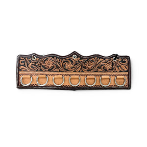 FLORAL TOOLED LEATHER SCARF HOLDER