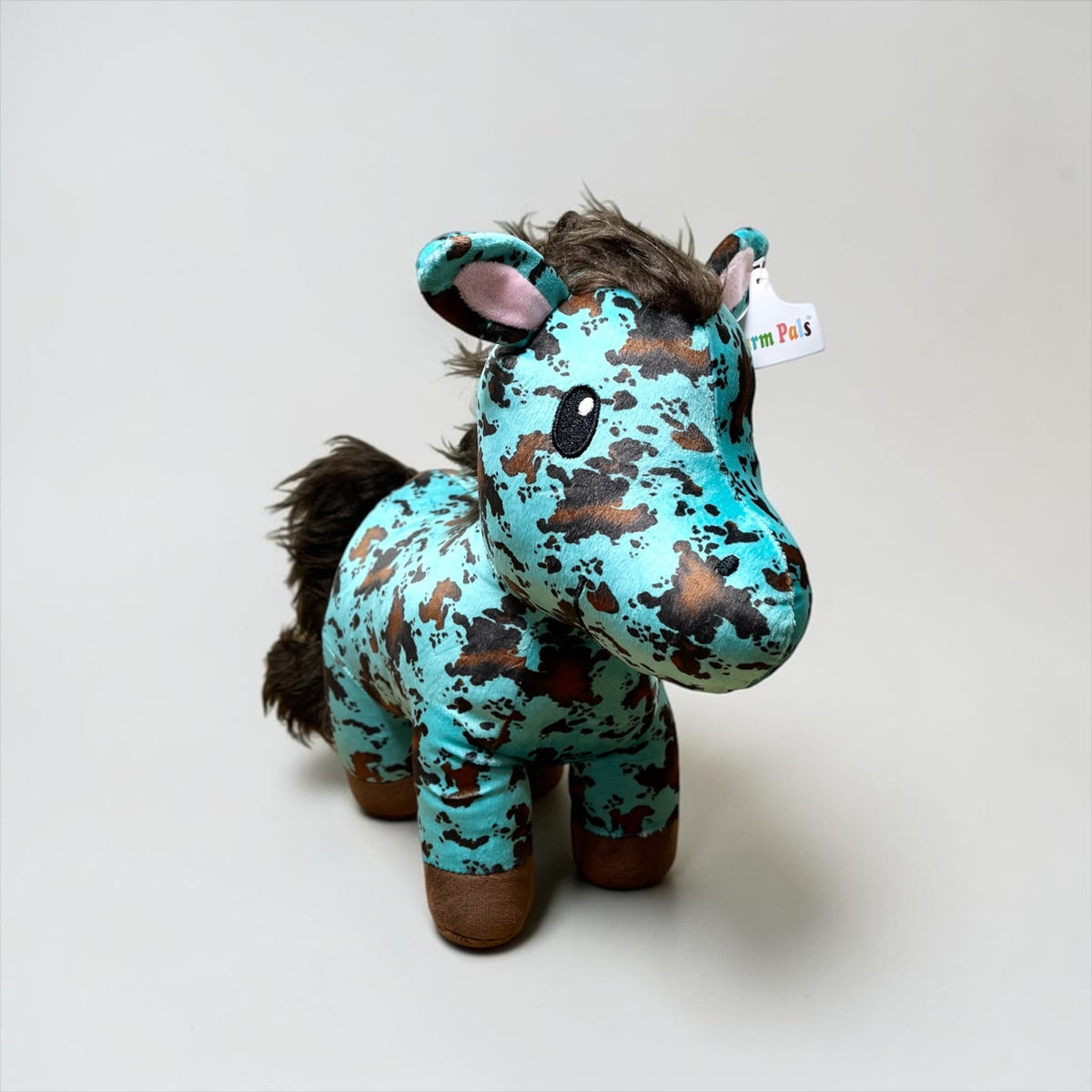 TURQUOISE COWPRINT HORSE - MEDIUM FARM PAL