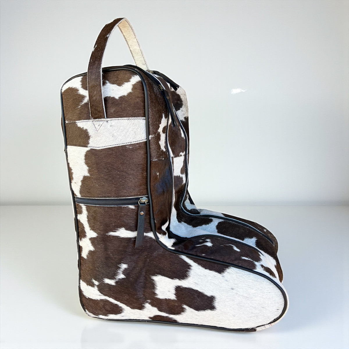 BROWN/WHITE ALL COWHIDE BOOT COVER