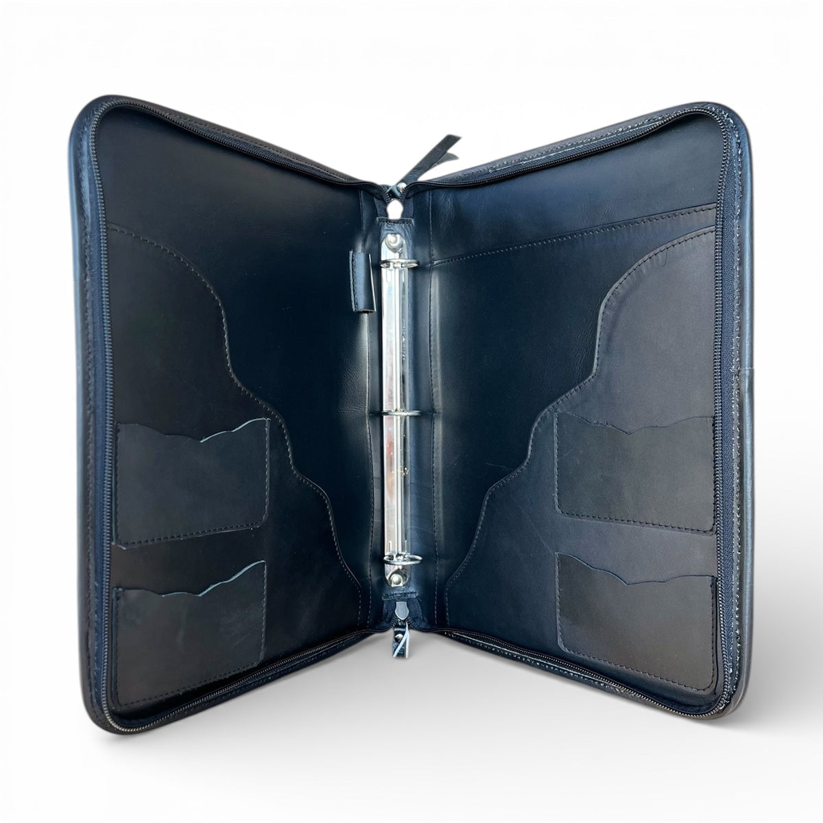 CHECKER TOOLED LEATHER ZIPPER PLANNER