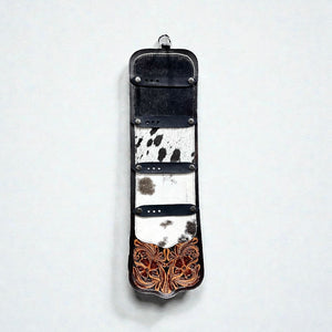 LARGE TOOLED LEATHER & COWHIDE BUCKLE HOLDER