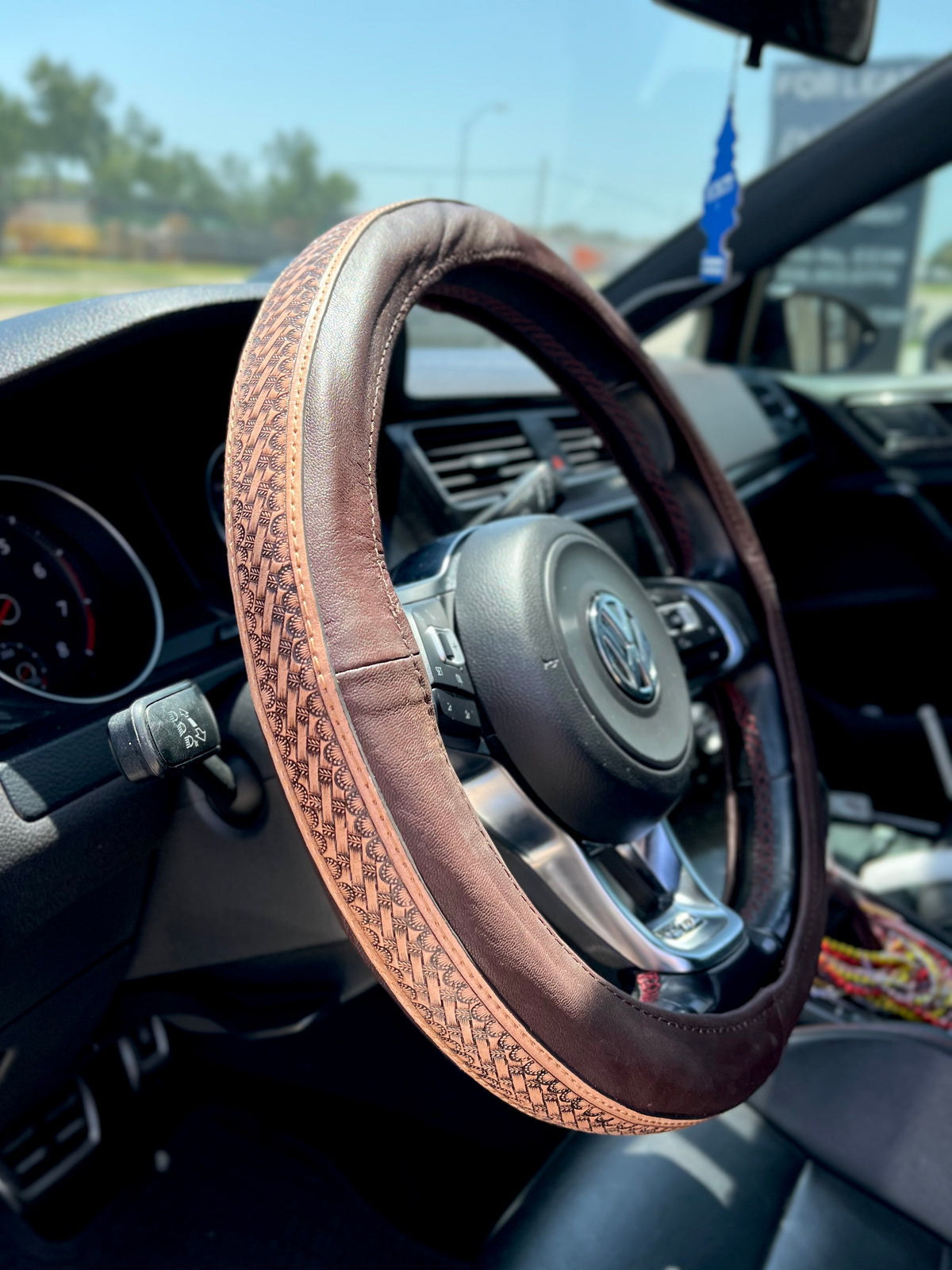 15” Genuine Leather Steering Wheel Covers
