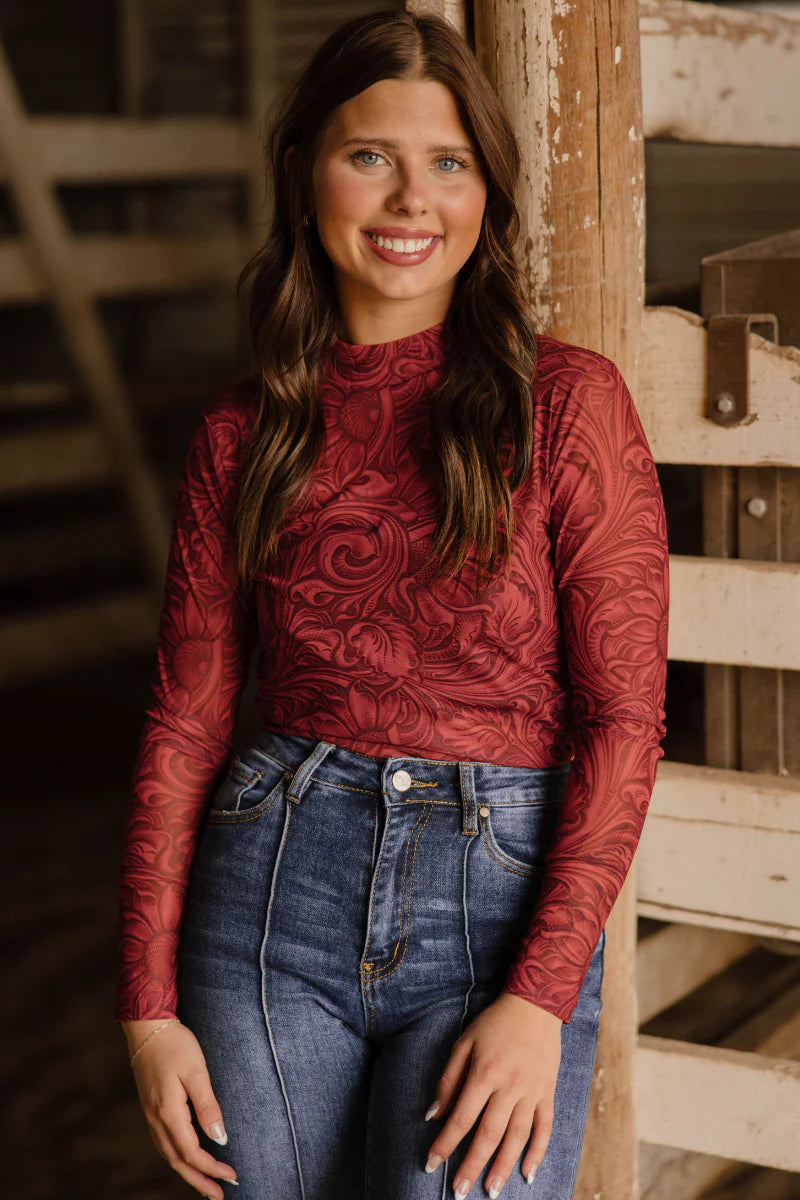 Tooled in red  Mesh top