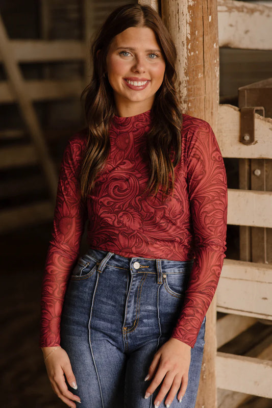 Tooled in red  Mesh top