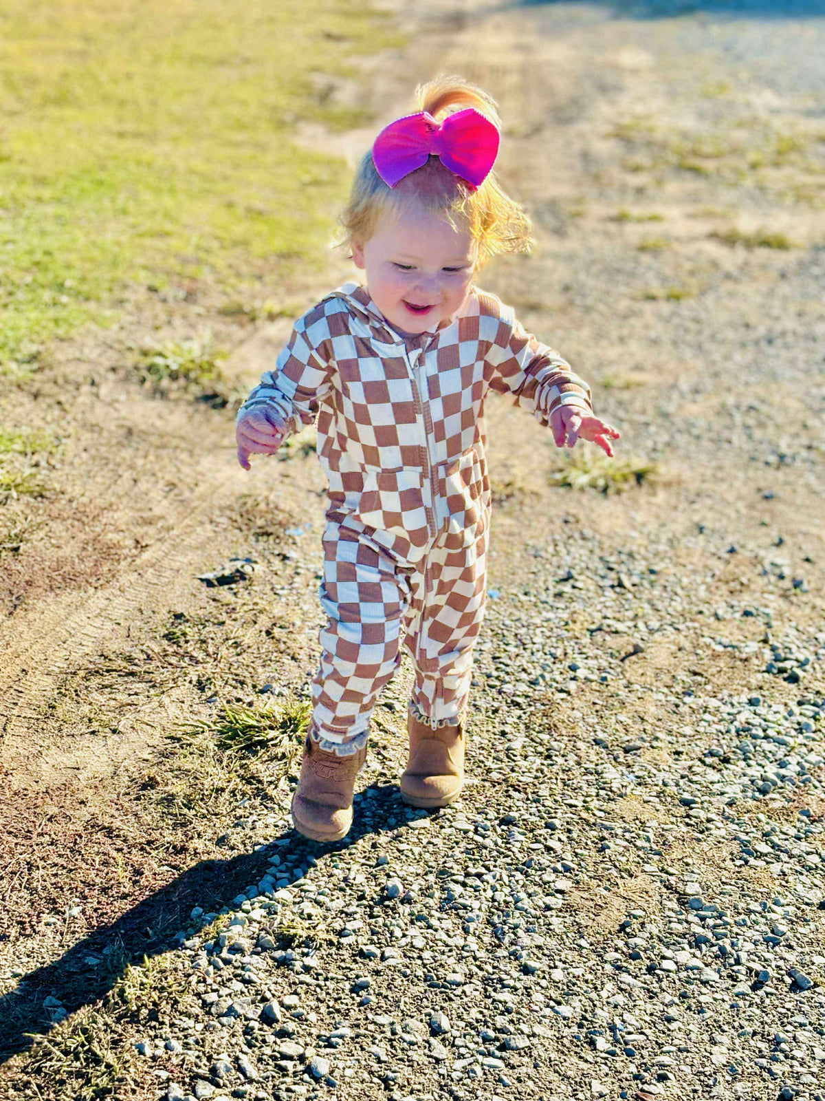 Checkered Hooded Bamboo Romper
