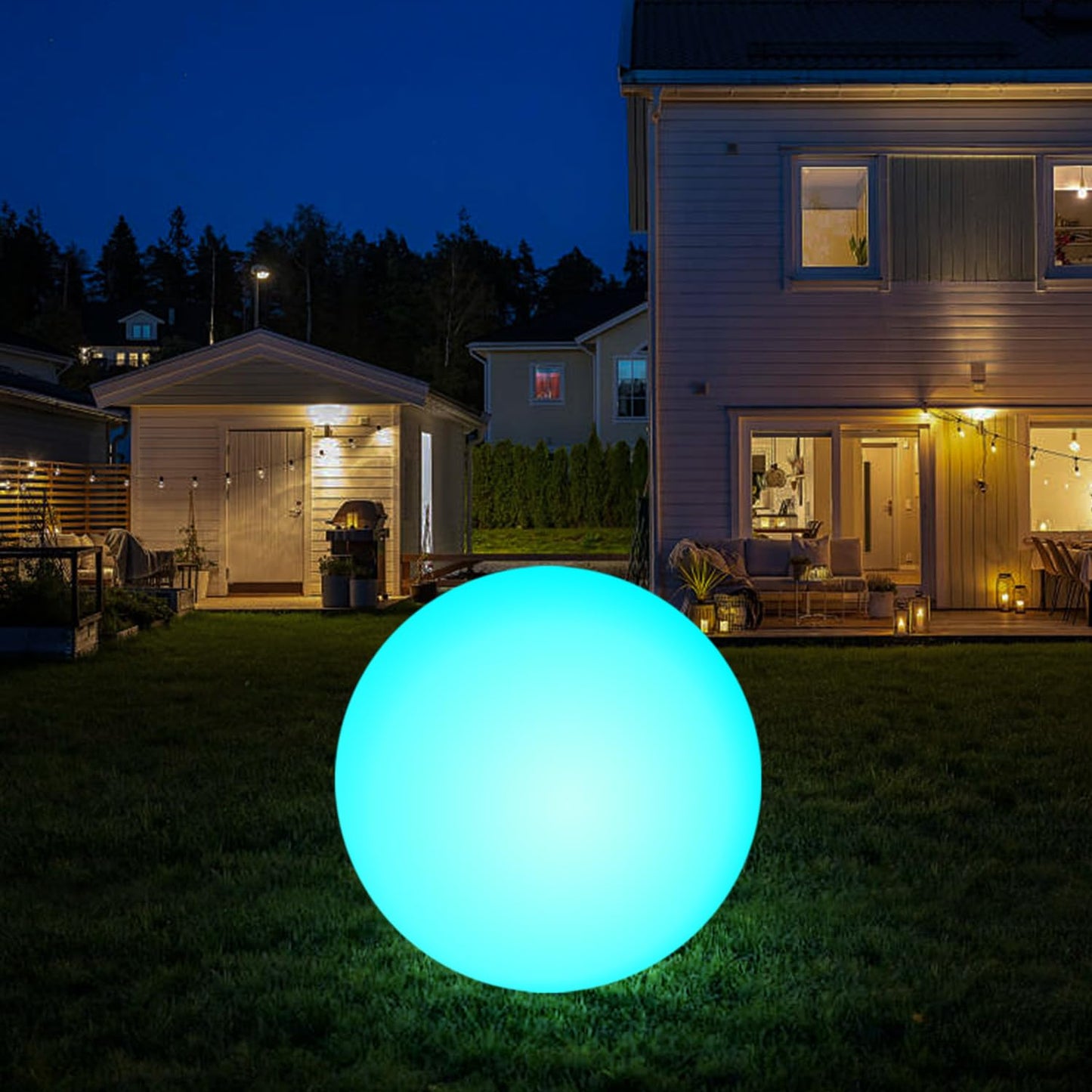 12-Inch LED Ball Light, Solar Rechargeable Globe Light Color Changing Solar Globe Lamp