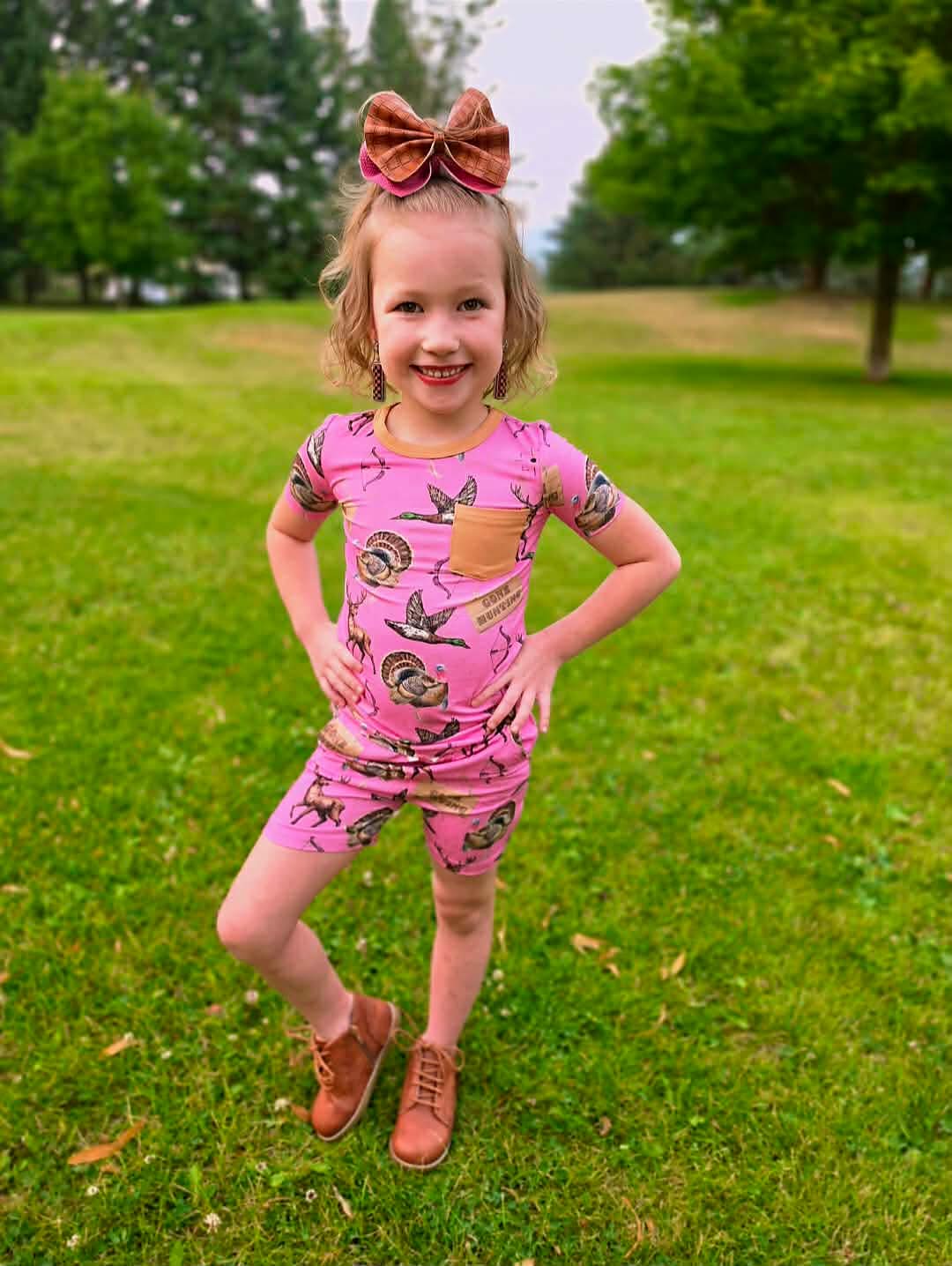 Pink Hunting Bamboo Short Set