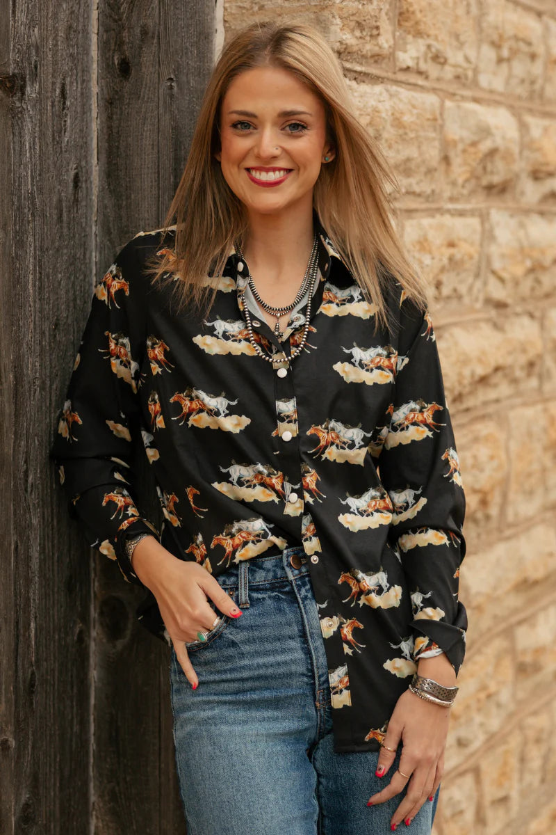 Painted mares Button Up