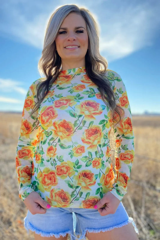 Lone Star Yellow Rose MESH TOP