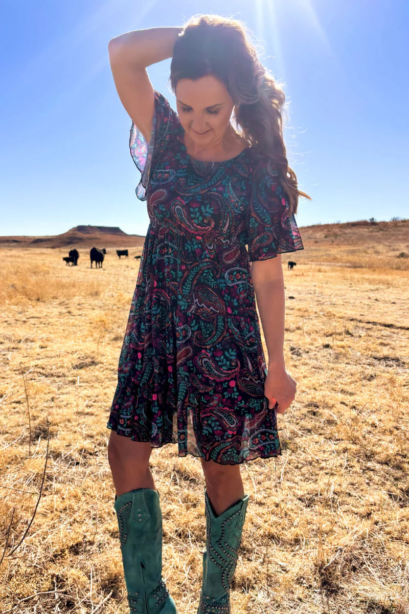 Painted night paisley dress