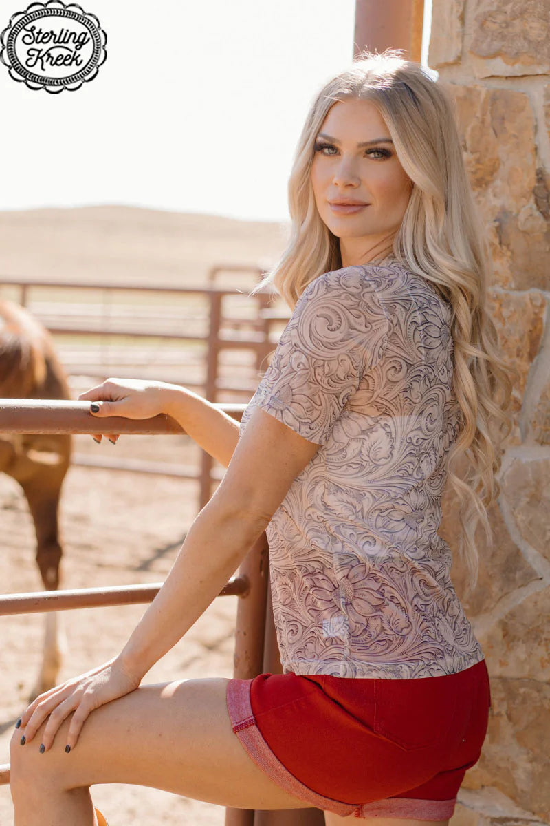 Country Tooled  Mesh Top