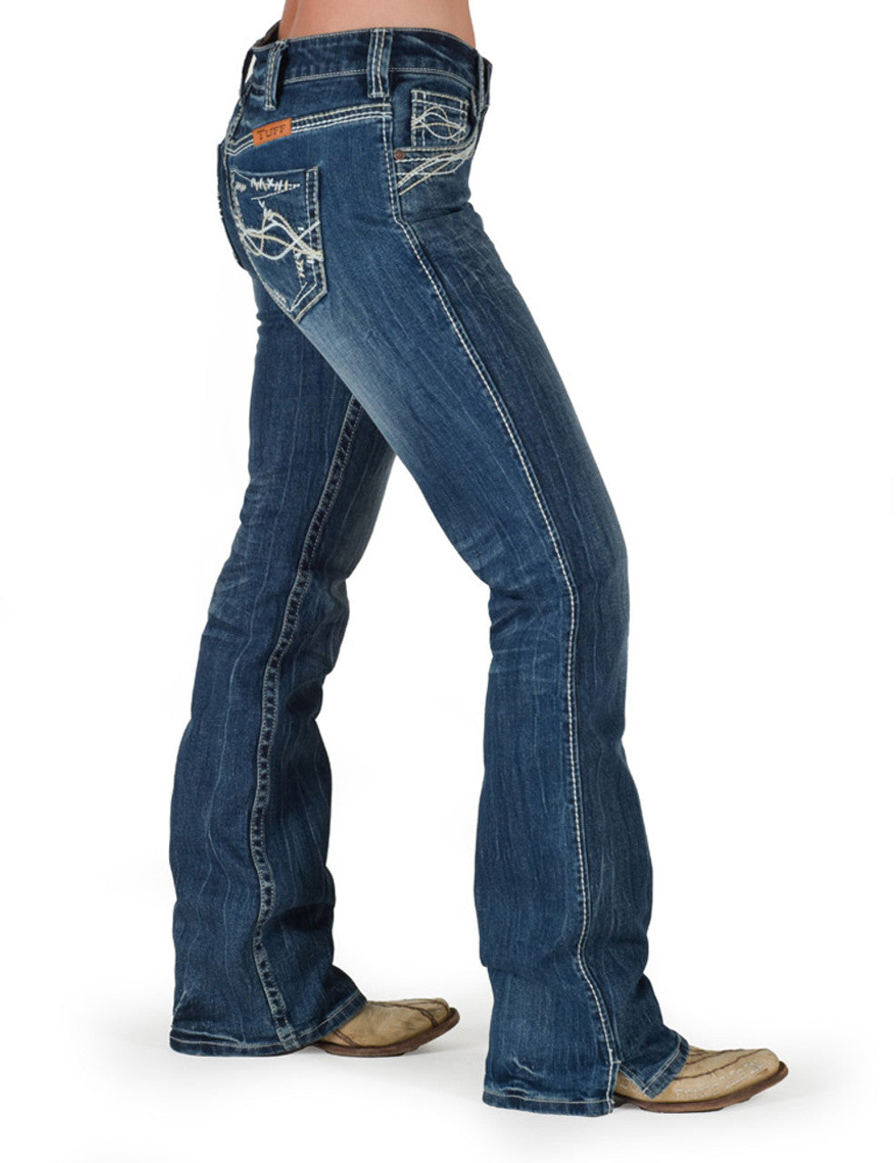 Barbed Wire Tan Reboot Cowgirl Tuff Jean size 35 Long (35-36)