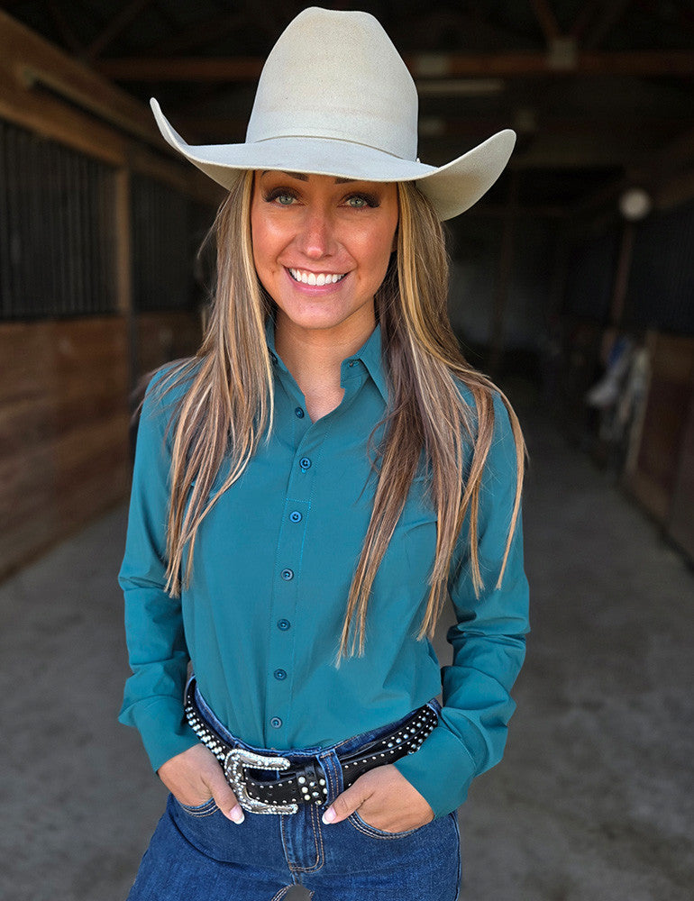 Dark Jade Waterproof Pullover Button Up Lightweight Medium Stretch Cowgirl Tuff