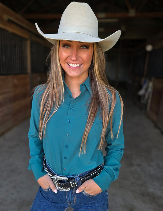 Dark Jade Waterproof Pullover Button Up Lightweight Medium Stretch Cowgirl Tuff