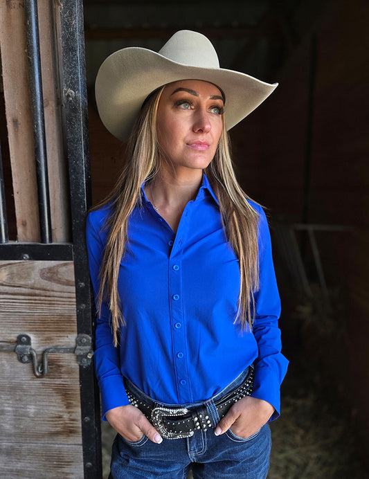 Royal Blue Waterproof Pullover Button Up Lightweight Medium Stretch Cowgirl Tuff
