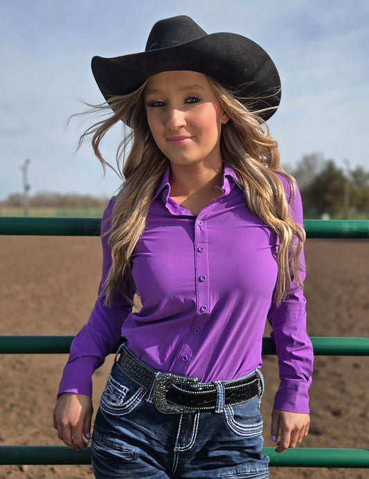 Purple Waterproof Pullover Button Up Lightweight Medium Stretch Cowgirl Tuff