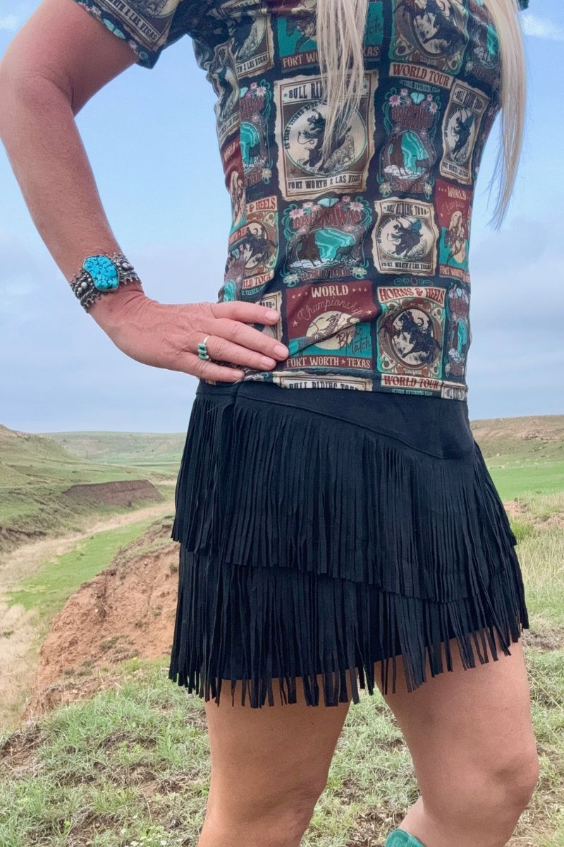 Forth Worth Fringe Skirt Black
