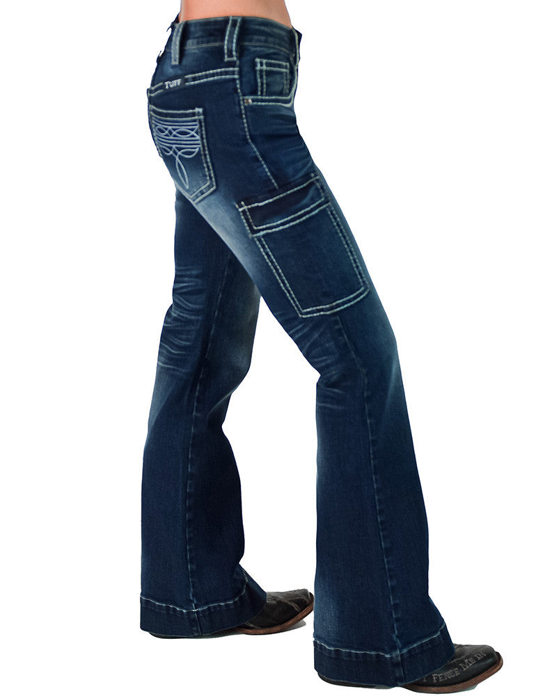 RTS White Boot Stitch Trouser Cowgirl Tuff