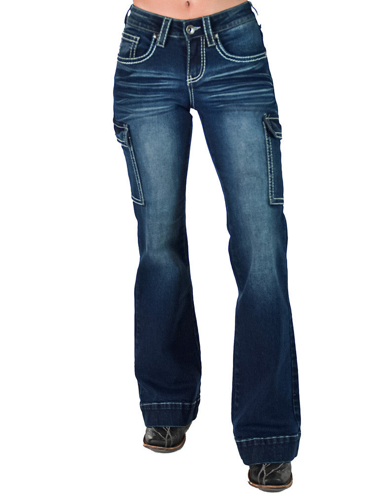 RTS White Boot Stitch Trouser Cowgirl Tuff