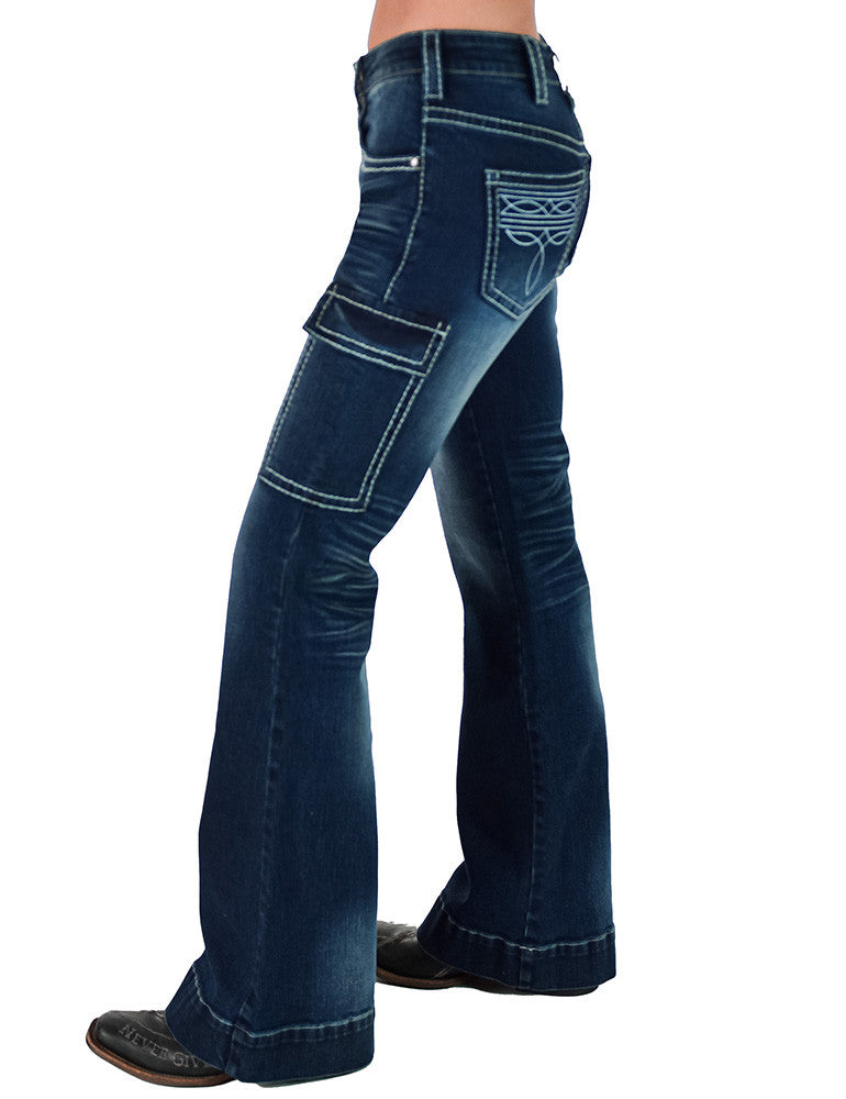 RTS White Boot Stitch Trouser Cowgirl Tuff