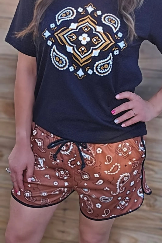 Bandana Babe Brown Shorts