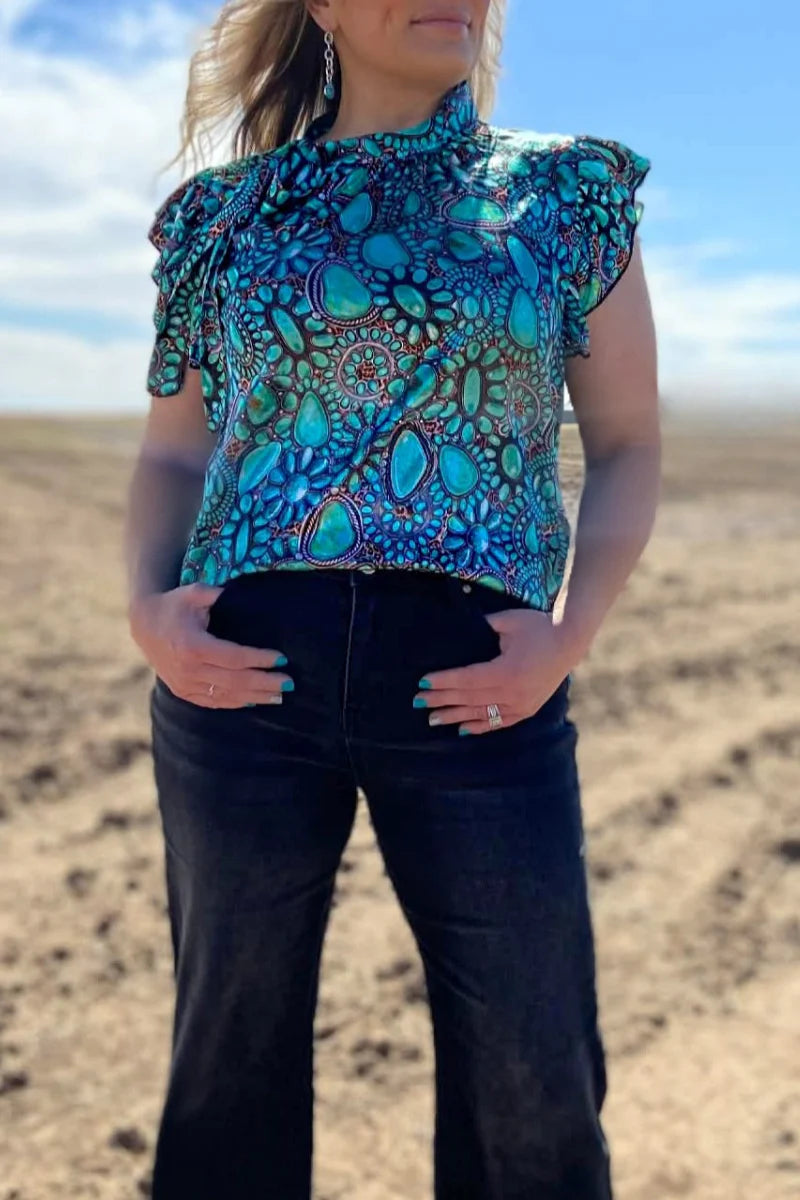 Wild Charm turquoise top