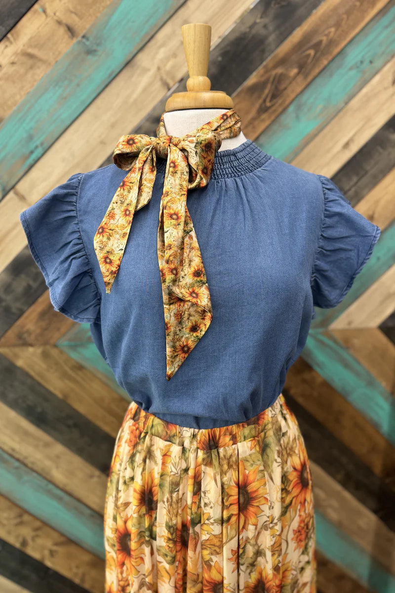 Baby Doll Top Denim - Dark wash