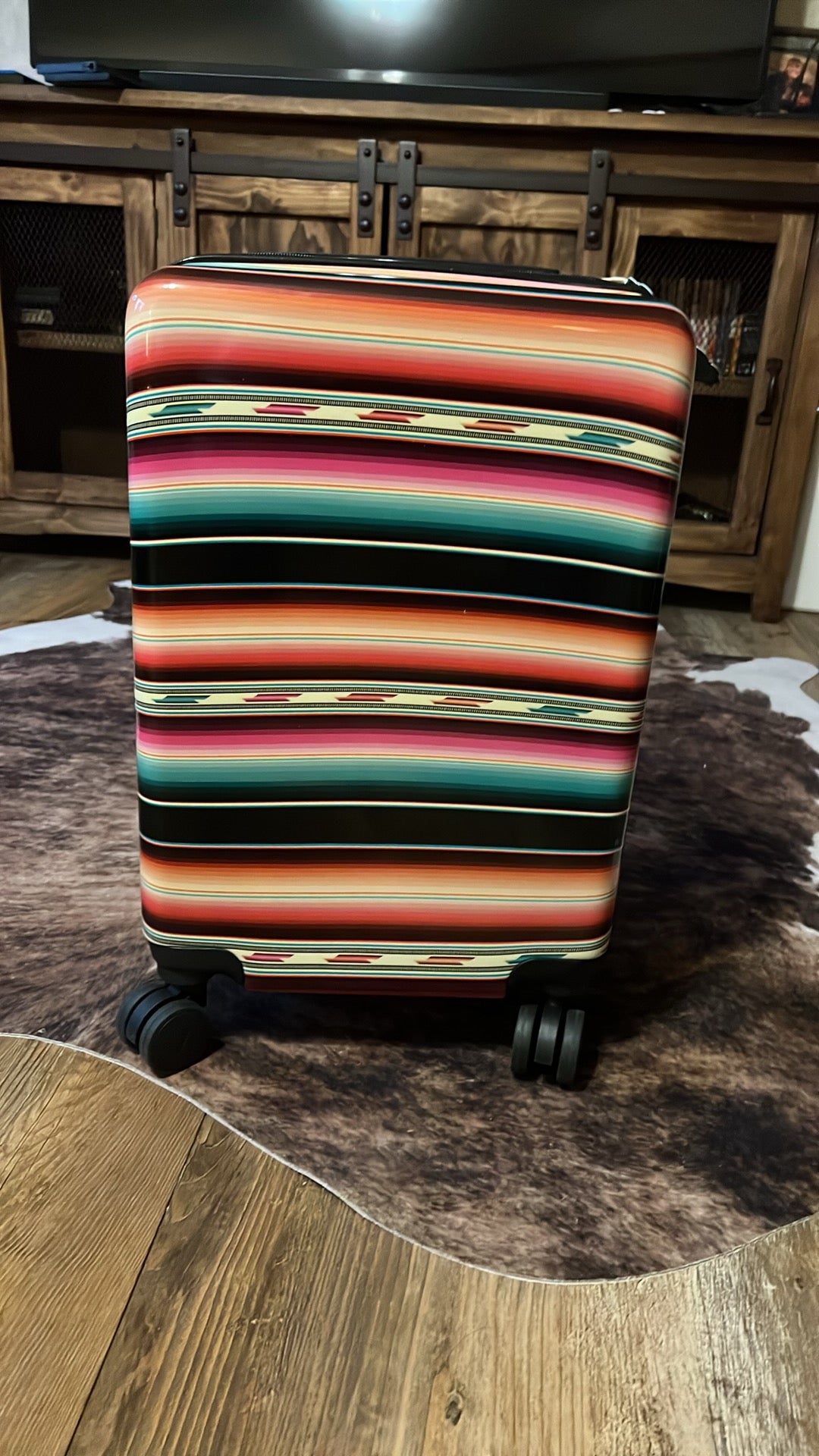 Black Aztec Rolling Hard Shell Suit Case