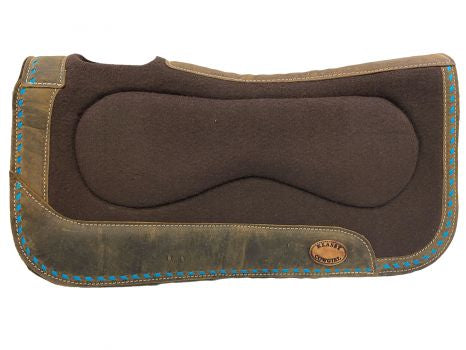 Klassy Cowgirl 28x30 Barrel Style 1" Brown felt pad with teal lacing accent Product ID: KC-3913