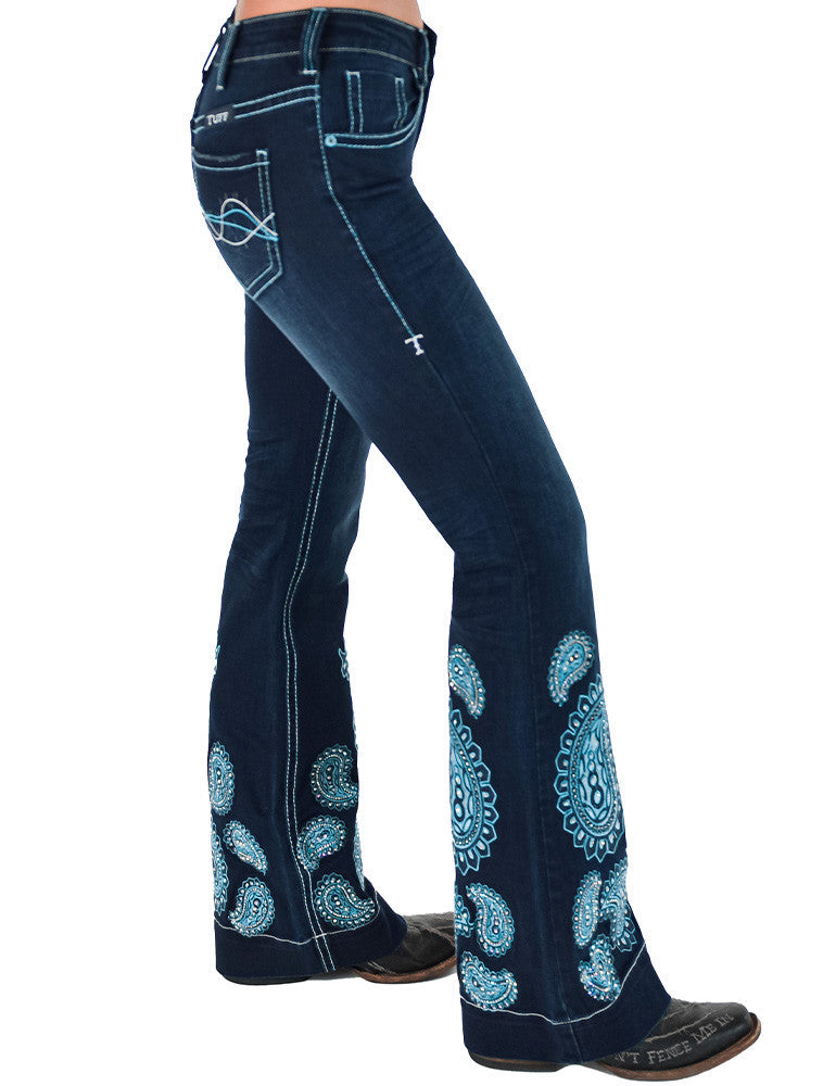 Turquoise Paisley Bling Trouser Cowgirl Tuff