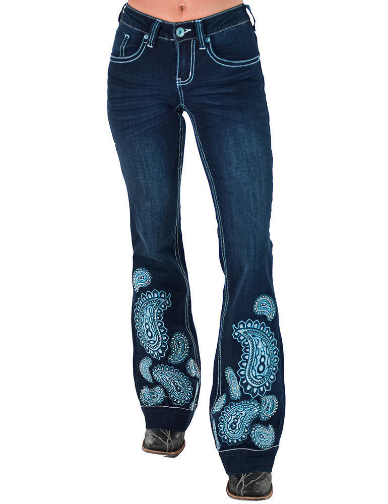 Turquoise Paisley Bling Trouser Cowgirl Tuff