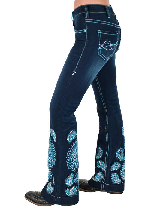 Turquoise Paisley Bling Trouser Cowgirl Tuff