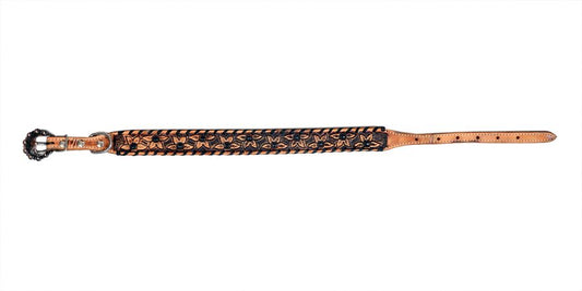 Showman Couture Genuine leather dog collar with black rawhide Product ID: DC-46