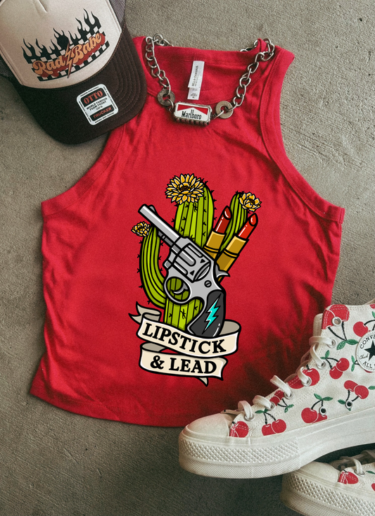 Lipstick and Lead Ribbed Racer Tank