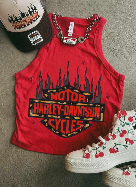 Flamin Harley Micro Ribbed Racer Tank