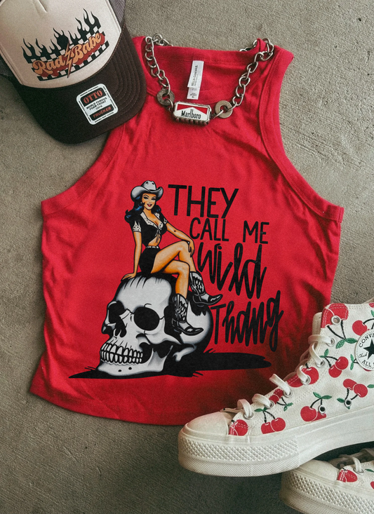 Call me Wild Thang Micro Ribbed Racer Tank