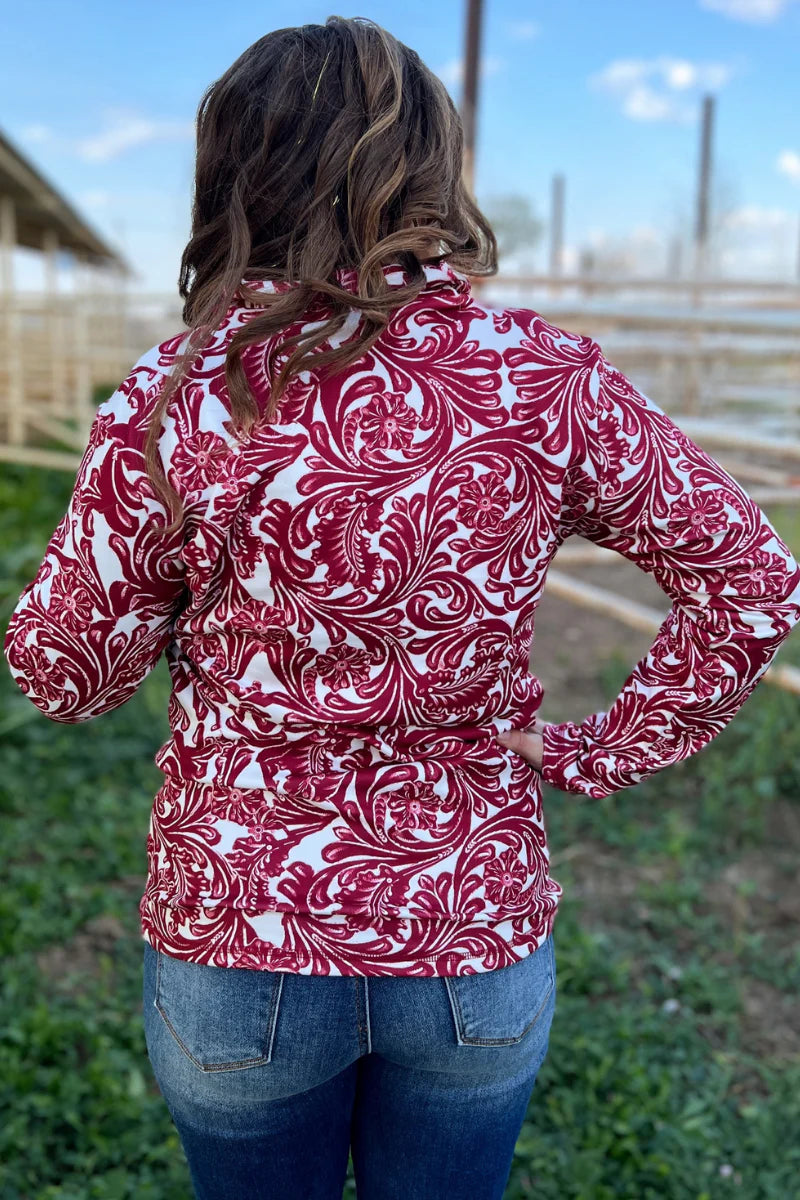 Tailgate Party Pullover Maroon and White