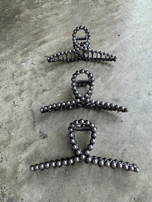 Silver Studded Claw Hair Clip