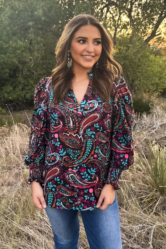 Wild Berry paisley top