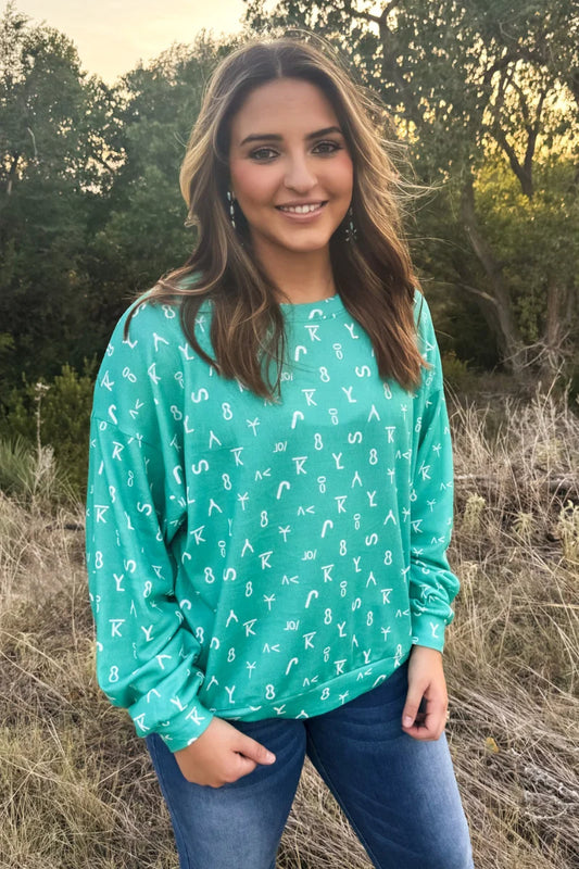 Turquoise Cattlemark top