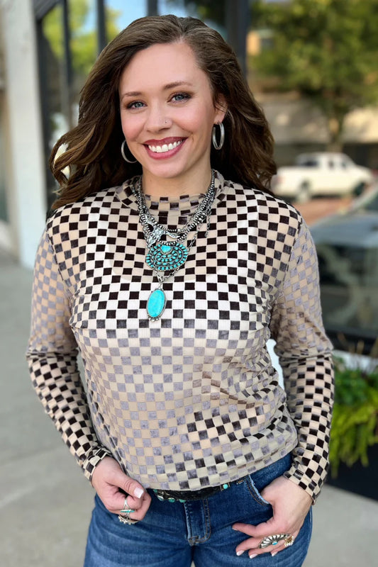 Sweet dreams velvet mesh top