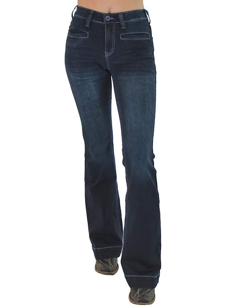 cowgirl Tuff Purple Boot stitch trousers