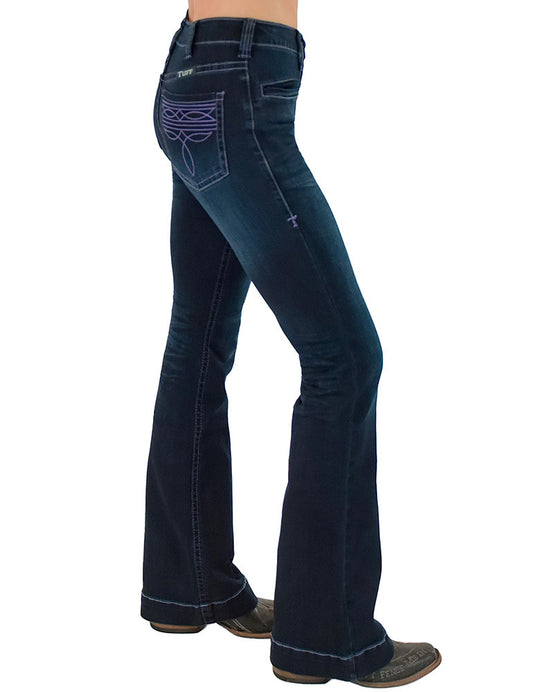 cowgirl Tuff Purple Boot stitch trousers