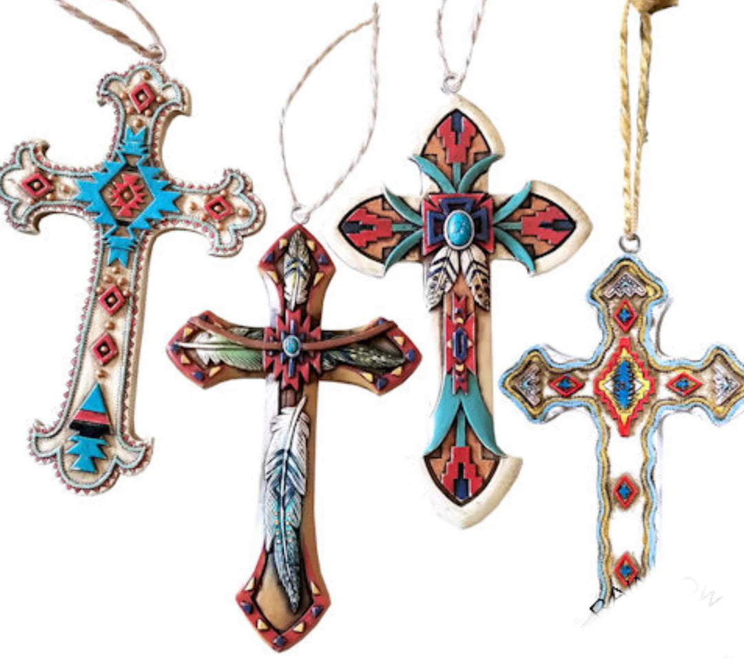 Aztec Cross Ornaments (set of 4)