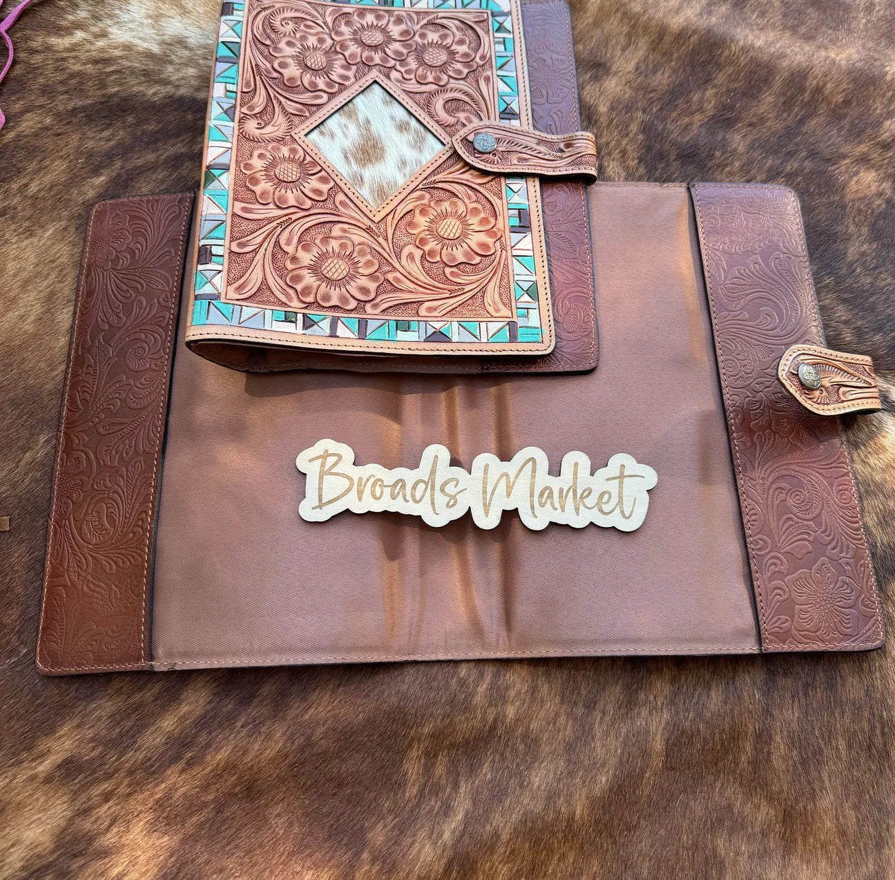 Tooled leather and cowhide Bible cover