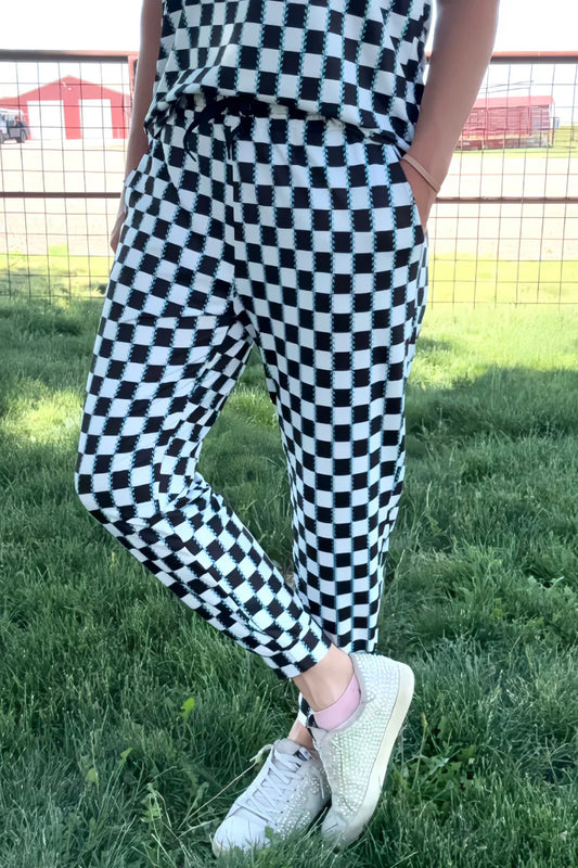 Checked in Turquoise  Joggers